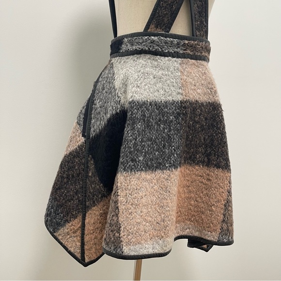 RARE 2010 3.1 Phillip Lim Trapezoid Leather Binding Brown Plaid Skirt Size 6 - Picture 4 of 15